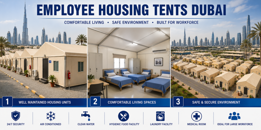 CREATE AN 32 IMAGE Employee Housing Tents Dubai
