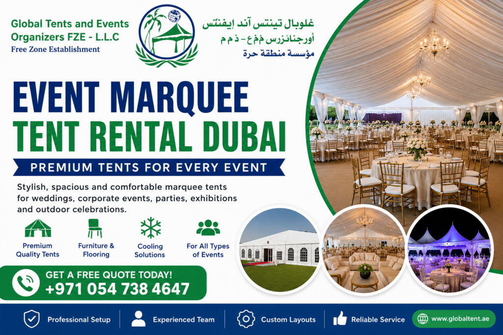 We Provide Furniture and Flooring Service for Marquee Tents